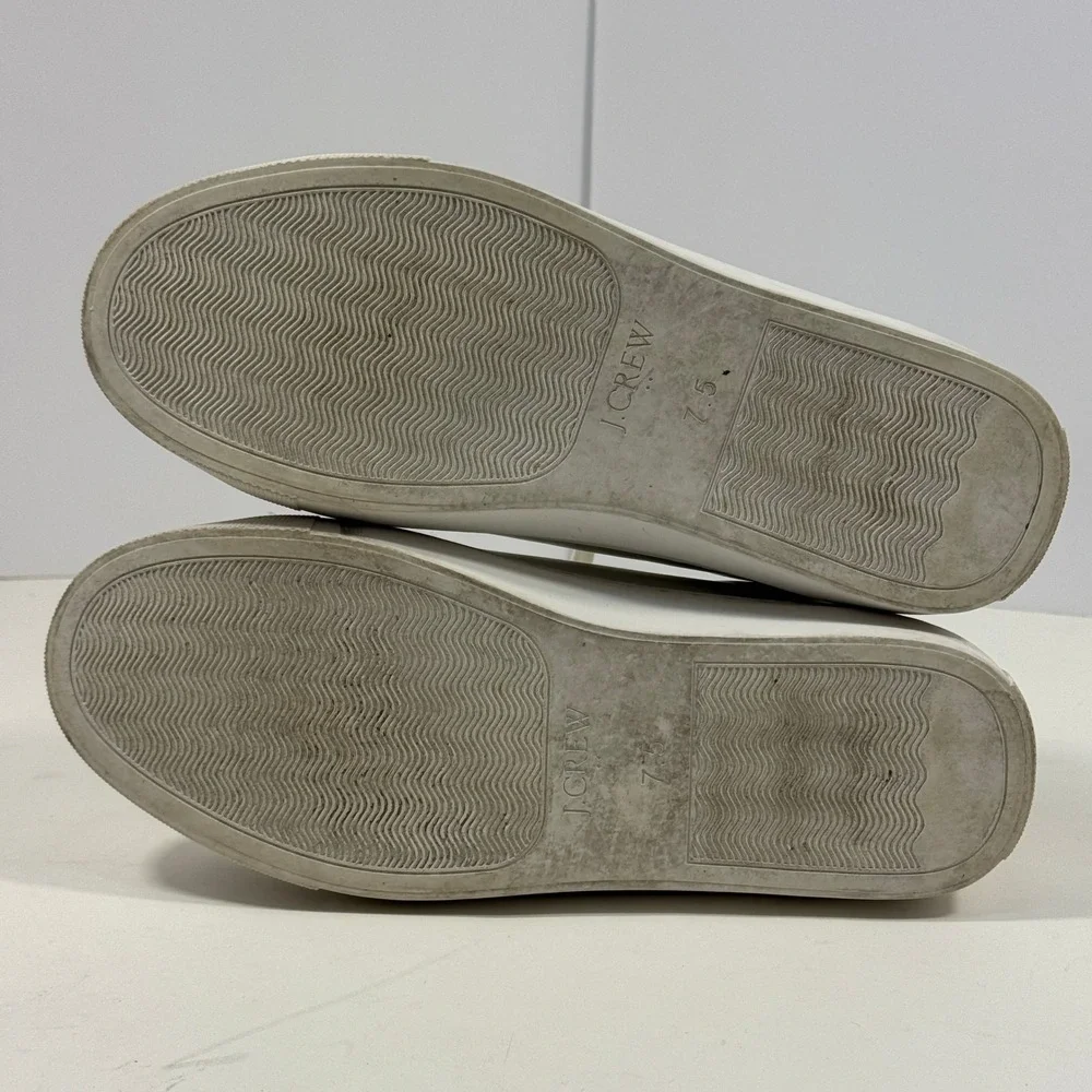 J.Crew White Leather Low Top Sneakers Women's size 7‎ Minimalist Lace-Up Shoes